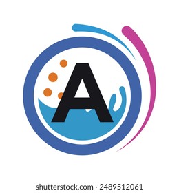 Logotipo inicial de la colada combinado con la letra A Plantilla de Vector