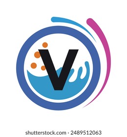 Logotipo inicial de la ropa combinado con la letra V Plantilla de Vector