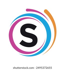 Initial laundry Logo combine with letter S vector template