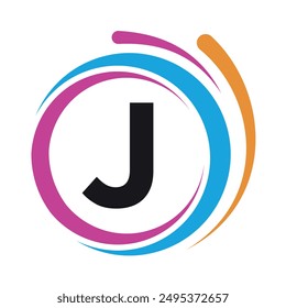 Initial laundry Logo combine with letter J vector template