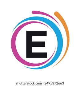 Initial laundry Logo combine with letter E vector template