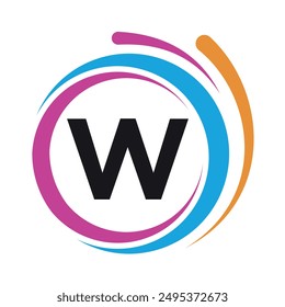 Initial laundry Logo combine with letter W vector template