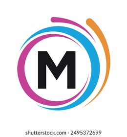 Initial laundry Logo combine with letter M vector template