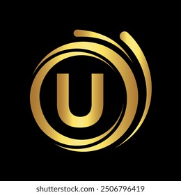 Initial laundry Logo combine with letter U vector template