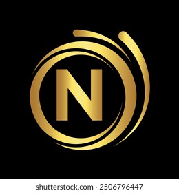 Logo de la lavandería inicial combinado con la letra N Vector Plantilla
