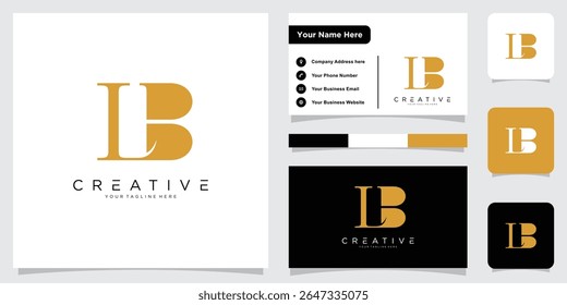 Initial LB or BL Logo Design Vector With Business Card Design