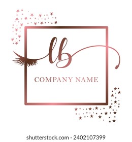 Initial LB calligraphy company eye and eyelash handwriting