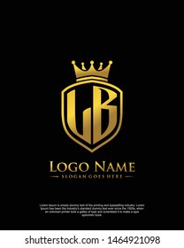 initial LB letter with shield style logo template vector