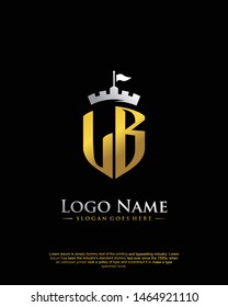initial LB letter with shield style logo template vector