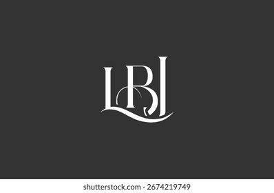 Diseño inicial del logotipo de la letra LBJ. Diseño elegante del logotipo del monograma con los Elementos decorativos y la tipografía