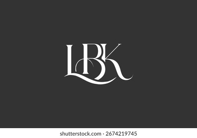 Diseño inicial del logotipo de la letra LBK. Diseño elegante del logotipo del monograma con los Elementos decorativos y la tipografía