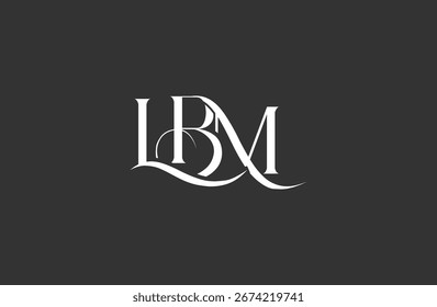 Diseño inicial del logotipo de la letra LBM. Diseño elegante del logotipo del monograma con los Elementos decorativos y la tipografía