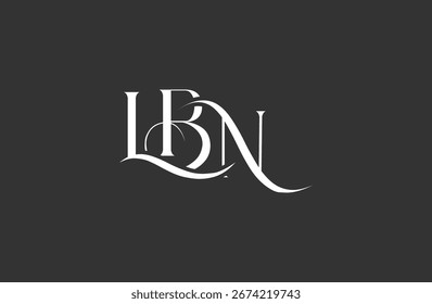 Diseño inicial del logotipo de la letra LBN. Diseño elegante del logotipo del monograma con los Elementos decorativos y la tipografía
