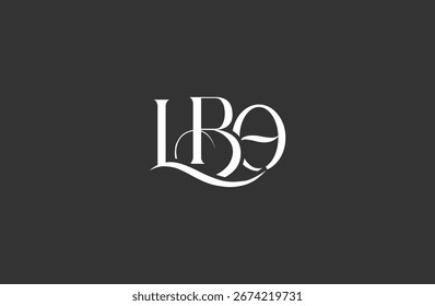Diseño inicial del logotipo de la letra LBO. Diseño elegante del logotipo del monograma con los Elementos decorativos y la tipografía