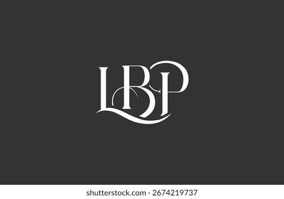 Diseño inicial del logotipo de la letra LBP. Diseño elegante del logotipo del monograma con los Elementos decorativos y la tipografía