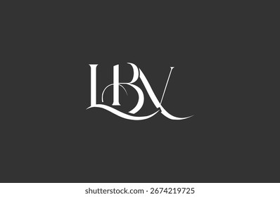 Diseño inicial del logotipo de la letra LBV. Diseño elegante del logotipo del monograma con los Elementos decorativos y la tipografía