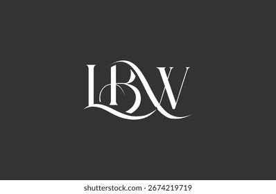 Diseño inicial del logotipo de la letra LBW. Diseño elegante del logotipo del monograma con los Elementos decorativos y la tipografía