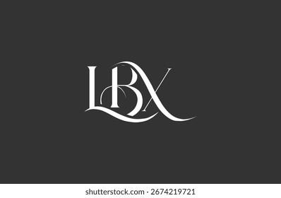 Diseño inicial del logotipo de la letra LBX. Diseño elegante del logotipo del monograma con los Elementos decorativos y la tipografía