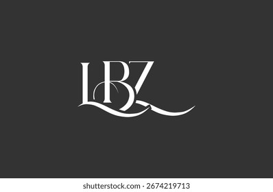 Diseño inicial del logotipo de la letra LBZ. Diseño elegante del logotipo del monograma con los Elementos decorativos y la tipografía