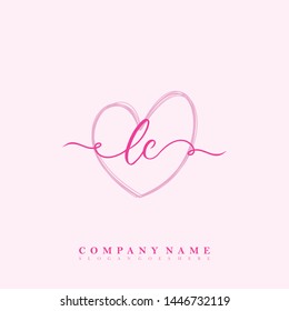 Initial LC beauty handwriting logo template vector