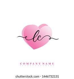 Initial LC beauty handwriting logo template vector