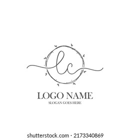 Initial LC beauty monogram and elegant logo design, handwriting logo of initial signature, wedding, fashion, floral and botanical with creative template.