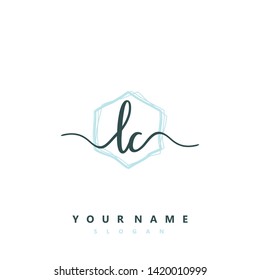 Initial LC handwriting logo template vector