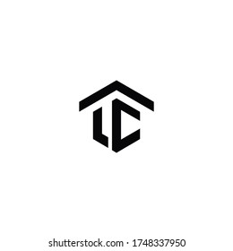 Logotipo de la carta inicial de la LC con diseño de logotipo de concepto de casa redondeado. Hogar LC