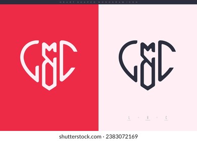 letras LC iniciales con el logotipo de corazón rojo y amor monograma de icono plano