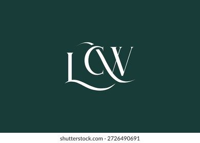 Diseño inicial del logotipo de la carta creativa de LCW. Diseño elegante del logotipo del monograma con los Elementos decorativos y la tipografía