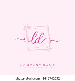 Initial LD beauty handwriting logo template vector