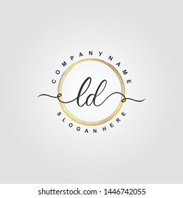 Initial LD beauty handwriting logo template vector