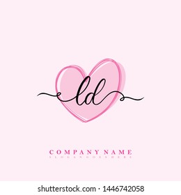 Initial LD beauty handwriting logo template vector