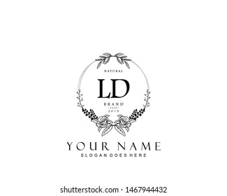 Initial LD beauty monogram and elegant logo design, handwriting logo of initial signature, wedding, fashion, floral and botanical with creative template.