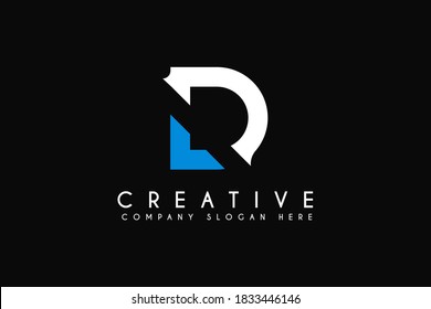 Initial LD letter logo design vector illustration.blue and white Initial LD icon. Usable for business Logos. Flat vector logo design template element isolated on black background