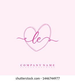 Initial LE beauty handwriting logo template vector