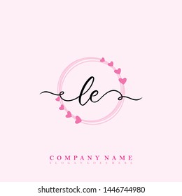 Initial LE beauty handwriting logo template vector