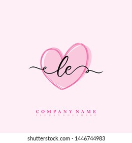 Initial LE beauty handwriting logo template vector