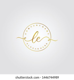 Initial LE beauty handwriting logo template vector