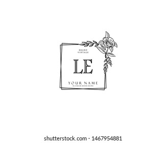 Initial LE beauty monogram and elegant logo design, handwriting logo of initial signature, wedding, fashion, floral and botanical with creative template.