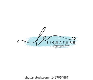 Initial LE beauty monogram and elegant logo design, handwriting logo of initial signature, wedding, fashion, floral and botanical with creative template.