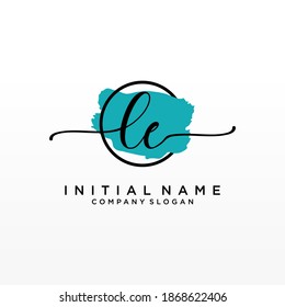 Initial LE beauty monogram and elegant logo design, handwriting logo of initial signature, wedding, fashion, floral and botanical with creative template.