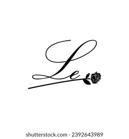 Initial LE handwriting flower typography ornament modern
