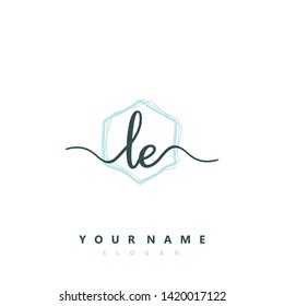 Initial LE handwriting logo template vector