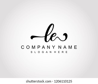 Initial LE handwriting logo vector