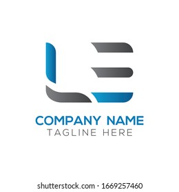 Vorlage für die Design-Vektorillustration für Business-Logos mit Anfangsbuchstaben von LE. Abstrakter Buchstabe LE Logo Design