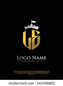 initial LE letter with shield style logo template vector