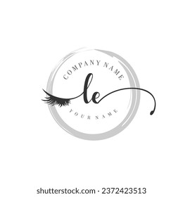Initial LE monogram eye and eyelash handwriting