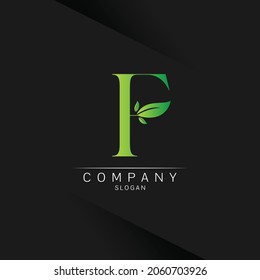 initial Leaf Letter F symbol - vector icon