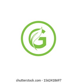 Initial Leaf Letter G Modern Alphabet Circle Logo Vector. Circle Leaf Letter Logo.